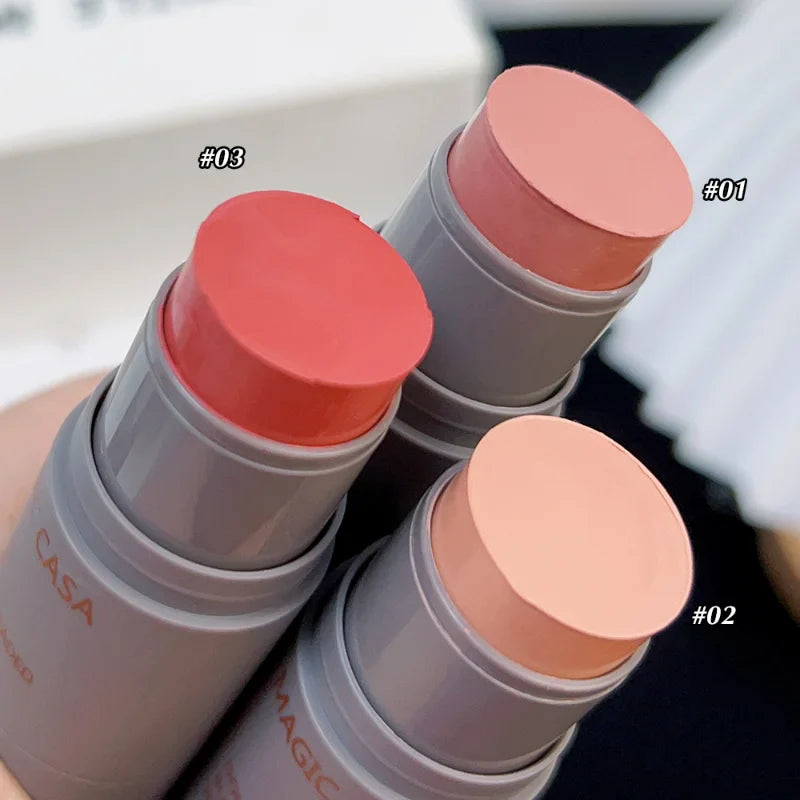 qgtao Waterproof Natural Cheek Blush Facial Nourishing Blush Eyeshadow Cream Stick Multi-purpose Eyes&lips Blusher Makeup Cosmetics