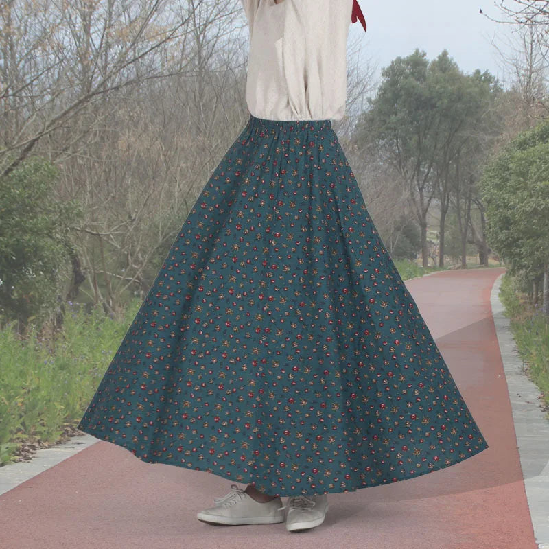 Summer Ethnic Style Cotton Linen Bohemian Streetwear Y2k Skirt Fashion Clothes Long Skirts Women Clothing Casual Vintage Elegant
