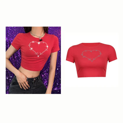 qgtao Y2k Sexy Baby Tee Summer Black T-Shirt Crop Top Clothes For Women Tops Gothic O-neck Short Sleeve 2000s Retro Hip Hop Streetwear