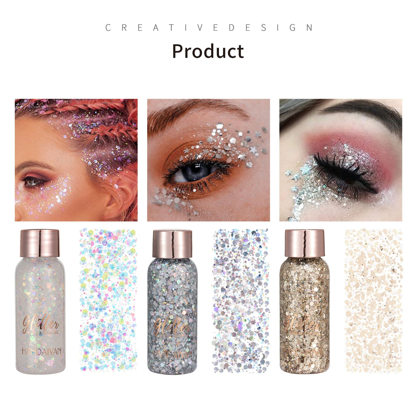 Eye Glitter Nail Hair Body Face Stickers Gel Art Loose Sequins Cream Diamond Jewels Rhinestones Makeup Party Festival