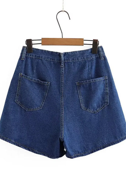qgtao Plus Size Women's Shorts Wide-Leg With Folds In Summer Thin Denim Shorts The Non-Stretch Jeans For Busty Lady To Wear In Summer