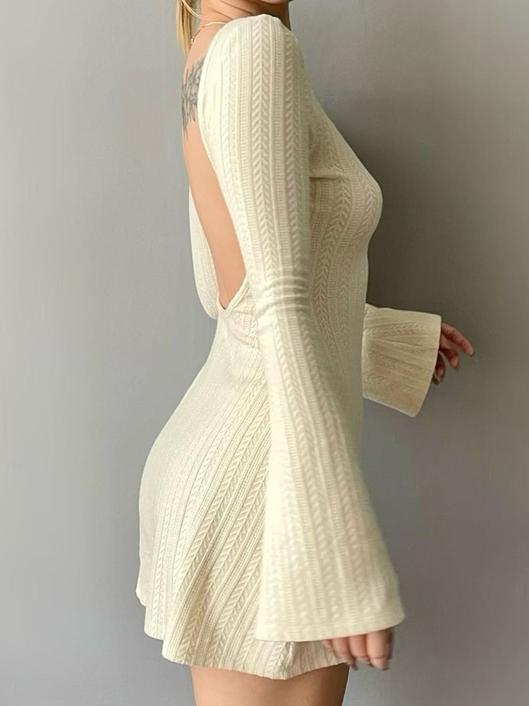 Clean Girl Knitted Backless Dress