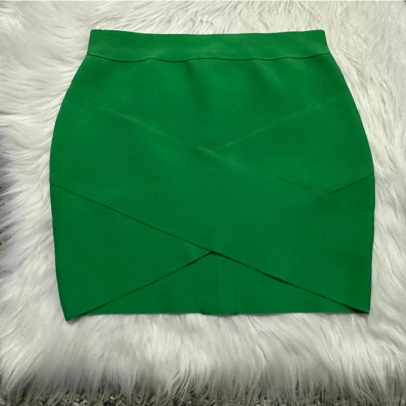 qgtao Ladies High Quality Rayon Black Thick Rayon Pencil Bandage Skirt Cute Mini Skirt