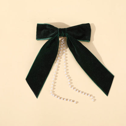 AWAYTR Tassel Elegant Vintage Bow Pearl Chain Hairpins Sweet Hair Decorate Headband Hair Clips For Fashion Hair Accessories