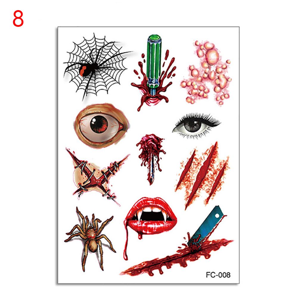 Waterproof Facial Makeup Sticker Special Face tattoo Day Of The Dead Skull Face Dress Up Halloween Temporary Tattoo Stickers