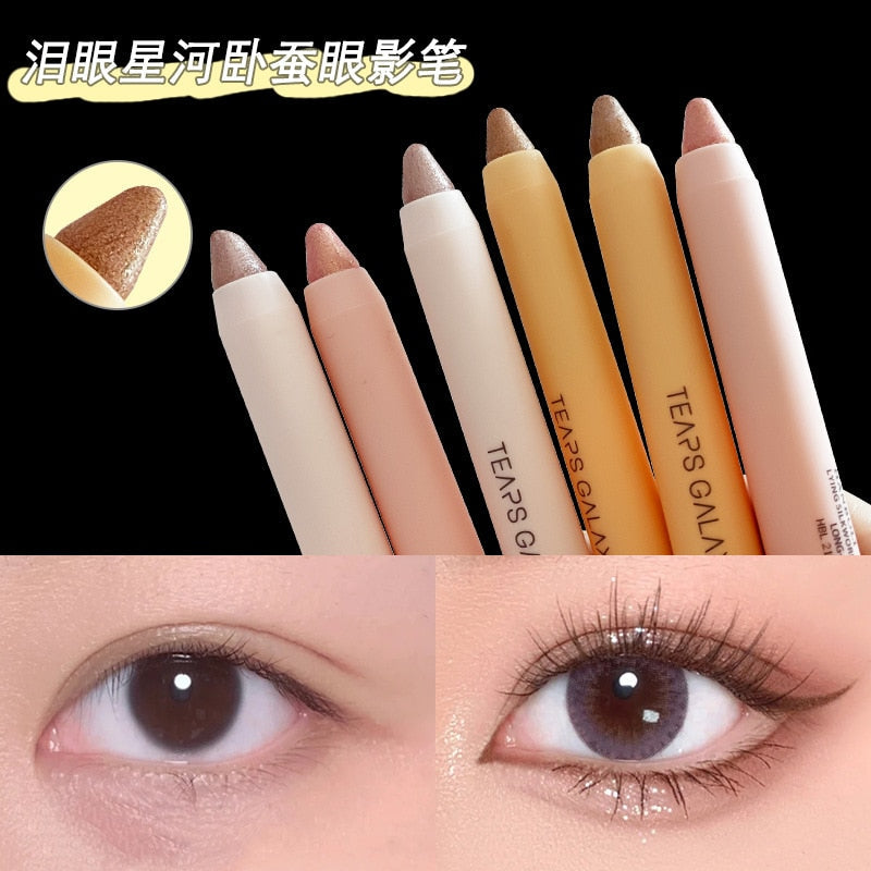 Diamond Glitter Eyeshadow Liner Pencil Face Makeup Highlighter Waterproof Matte Pink Silkworm Champagne Gold Eyeliner Pen