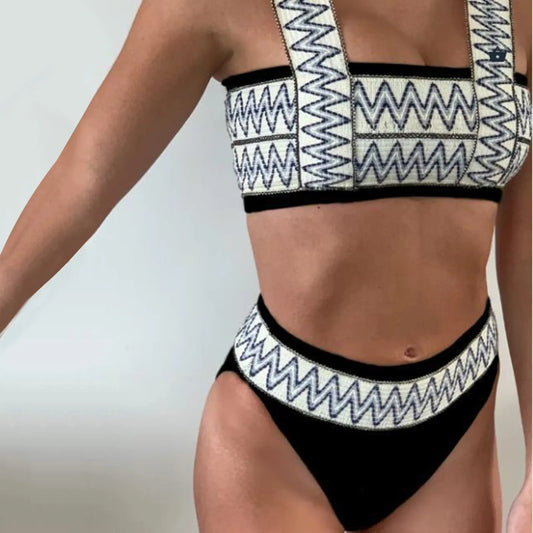 qgtao Sexy Split Plate Striped Bikini Sets Swimsuit Women High Waist Push Up Y2k Tankini Swimwear Set New Beach Mujer Biquini Suit