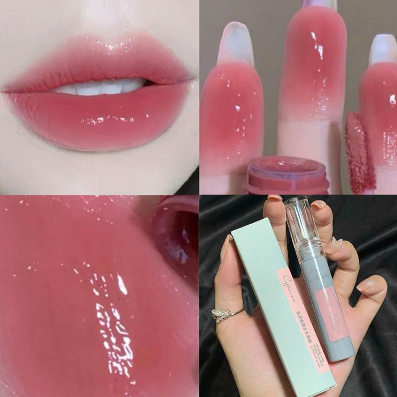 CAPPUVINI Mirror Lipstick Matte Texture Lip Gloss Waterproof Sweat Resistant Long Lasting Lip Glaze Sexy Red Lip Tint Makeup