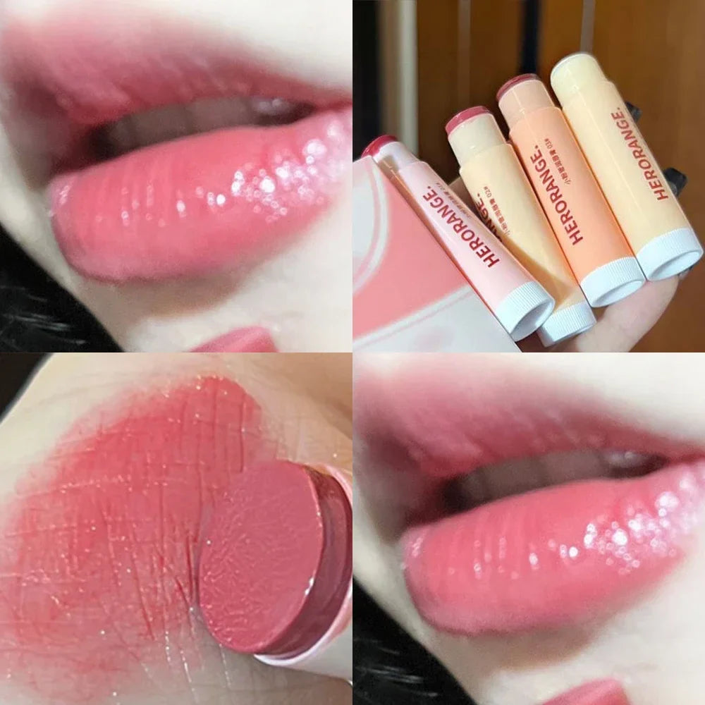 qgtao Colored Moisturizing Lip Balm Set Makeup Jelly Nude Rose Black Tea Lipstick Almond Coffee Lip Tint Primer Colorless Lips Care