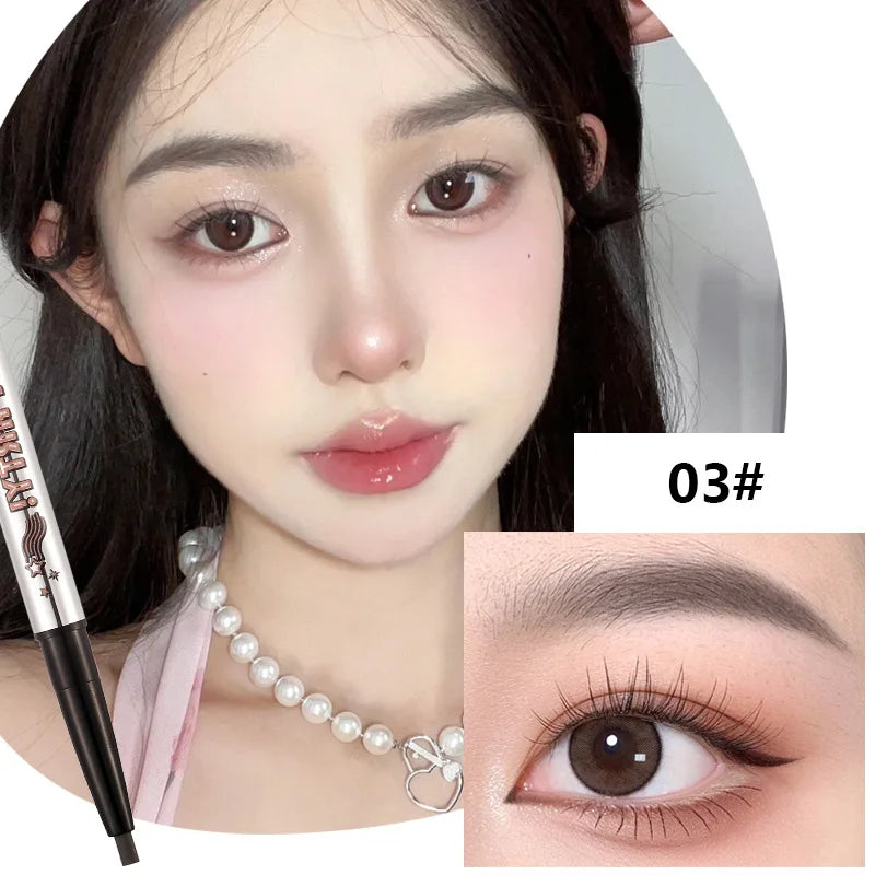 qgtao  -  Waterproof Rotatable Coffee Brown Gray Eyebrow Pencil Lasting No Blooming Smooth Matte Double Head Eyebrow Tattoo Pen Makeup