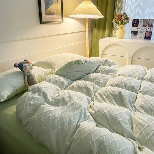 Yeknu Bedding Set Fashion Skin Friendly Fabric Home Hotel King Size Single Double Bed Set Duvet Cover Quilt Cover Pillowcase Bed Linen