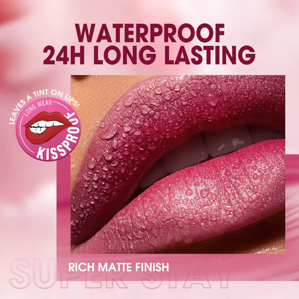 Lipstick Lip Gloss Makeup 24 HRS Waterproof Velvet Non-stick Cup 8 Colors Lip Tint Matte Long Lasting Liquid Lip Stick