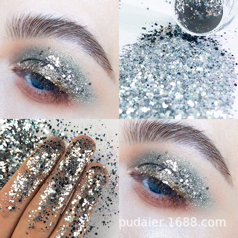 NEW 1Pc Glitter Glam Eye Sparkly Glitter Hair Shimmer Gel Flash Heart Loose Sequins Glitter Eyeshadow Party Face Body Decoration