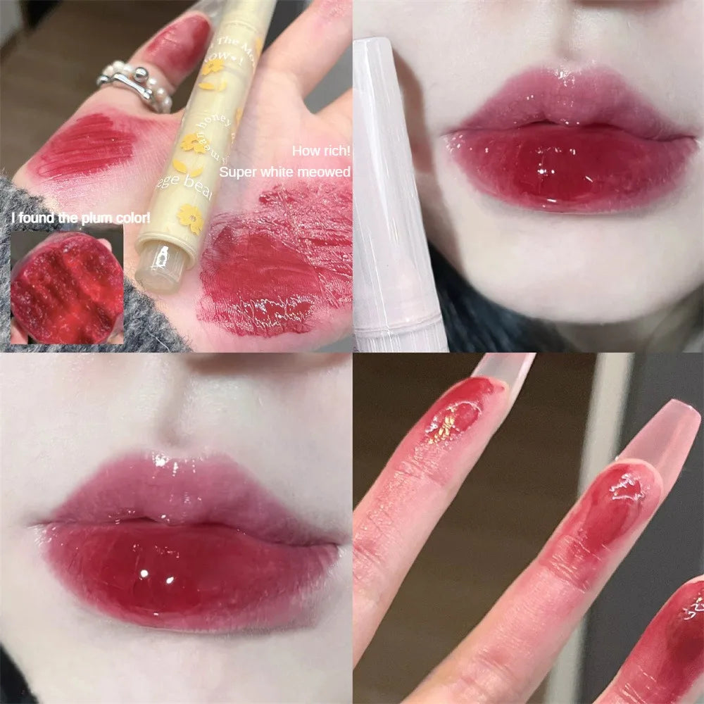 qgtao  Florette Clear Lip Glaze Flower Love Jelly Mirror Lipstick Waterproof Non-stick Cup Lipstick Transparent Korea Makeup