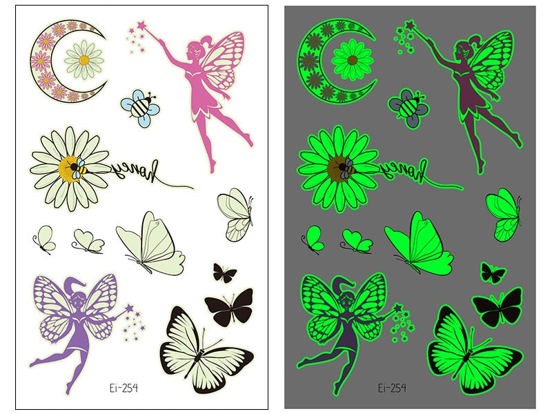 Fairy Butterfly Wings Shiny Tattoo Sticker Waterproof Eyes Face Hand Body Art Fake Tattoos Women Makeup Dance Music Festival