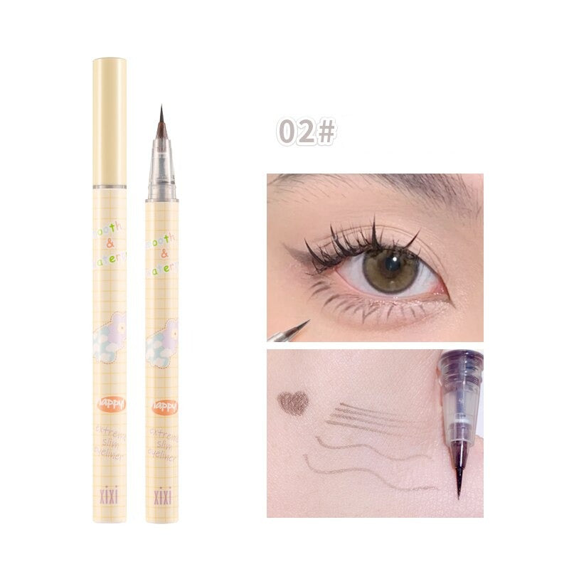 Ultra-Fine Waterproof Liquid Eyeliner Quick-Drying Lying Silkworm Pencil Grey Brown Lasting Eyelashes Pen Cosmetic Makeup Tools