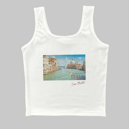 qgtao Gothic Fairycore Sexy Corset Grunge T-shirts Aesthetic Print 00s Y2k Style Crop Tops Sleeveless Women Punk Vintage Girls Summer