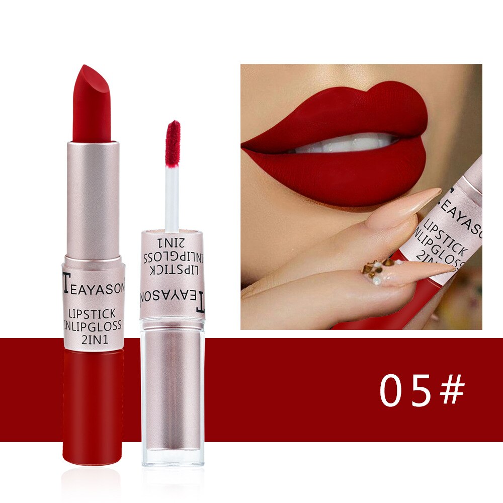 Waterproof Long Lasting Non-stick Cup Lip Gloss Makeup Red Lip Tint Lazy Lipstick Velvet Matte Sexy Red Lip-shaped Moisturizing