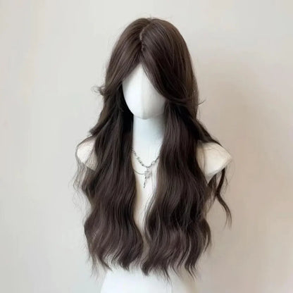 OKLULU  -  Wig for Women Long Wavy Black Brown Wigs Natural Water Ripple Center Parted Eight Curly Hair Soft Hair.for Daily Use Cosplay