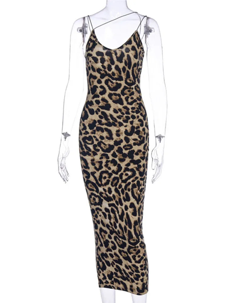 qgtao  Sexy Women's Leopard Snake Print Dress Fashion Ladies Long Maxi Dress Party Bodycon Occasion Dresses Evening Sundress