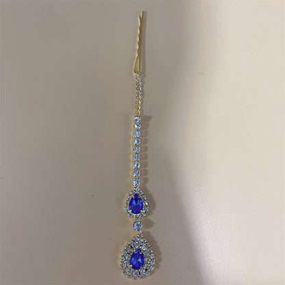 Fashion New Bridal Boho Jewelry Crystal Head Chain Hair Accessories Rhinestone Forehead Chain Bridal Headband Handmade Jewelry