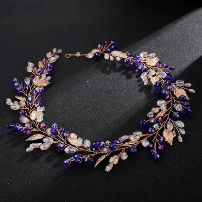 qgtao  -  Gold Alloy Crystal Bead Flower Headband Hair Accessories Tiaras Bridal Headwear Wedding Hair Jewelry Party Prom Headpiece