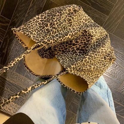 qgtao  Vintage Leopard Print Tote Bag Handbag Women Retro Large Capacity Casual Shoulder Bags Female Harajuku Canvas Y2k Bags