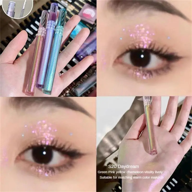 qgtao Gilding Shimmer Liquid Eyeshadow Brightening Lying Silkworm Highlight Stick Eye Cosmetic Long-lasting Shiny Illuminator Makeup