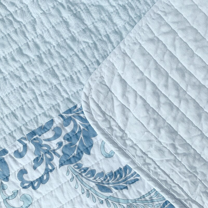 Yeknu 100% Cotton Modern Minimalist Light Blue 3pcs Printed Quilted Quilt Pillowcase Free Shipping