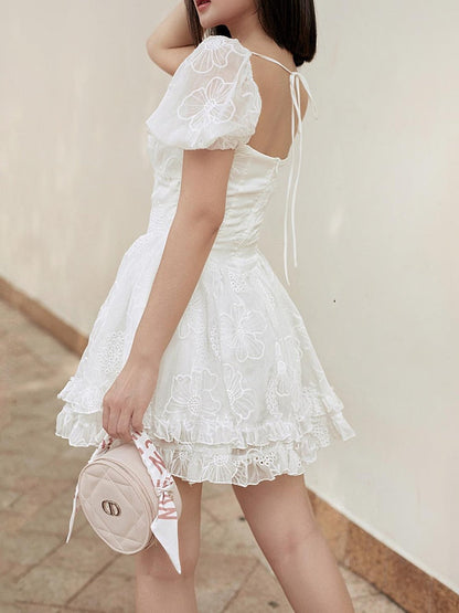 Coquette White Pleated Dress