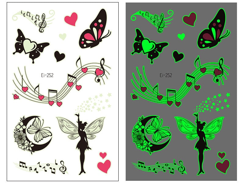 Fairy Butterfly Wings Shiny Tattoo Sticker Waterproof Eyes Face Hand Body Art Fake Tattoos Women Makeup Dance Music Festival