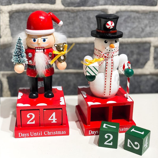 Wooden Snowman Santa Soldier Ornament 24 Days Christmas Countdown Advent Calendar Birthday New Year Desktop Decoration Xmas Gift