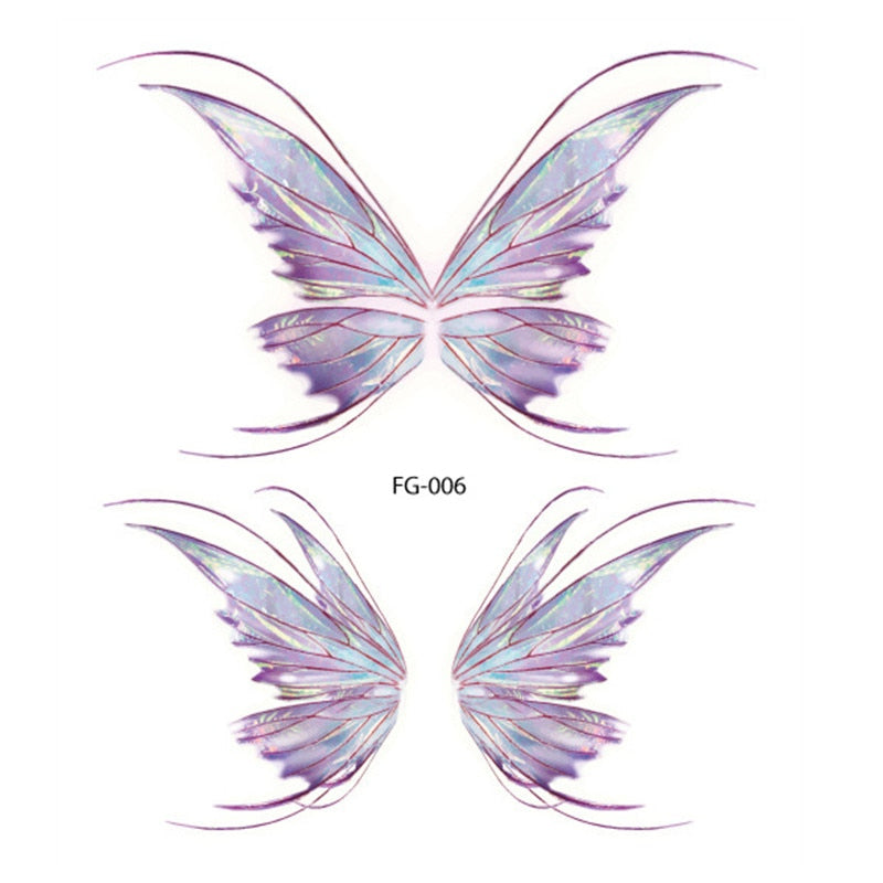 Fairy Butterfly Wings Shiny Tattoo Sticker Waterproof Eyes Face Hand Body Art Fake Tattoos Women Makeup Dance Music Festival