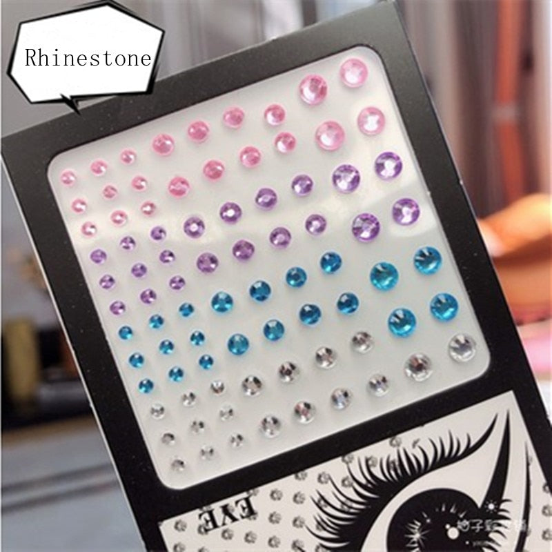 3D Pearl Crystal Face Jewels Fashion Women Tattoo Diamond Makeup Eyeliner Eyeshadow Sticker Halloween Makeup Eyes Sticker