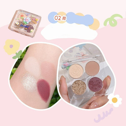 Cute Planet Eyehshadow Palette 4 Color Matte Glitter Eye Makeup Soft Longwear Waterproof Shimmer Eye Shadow Smoky Eyes Cosmetics