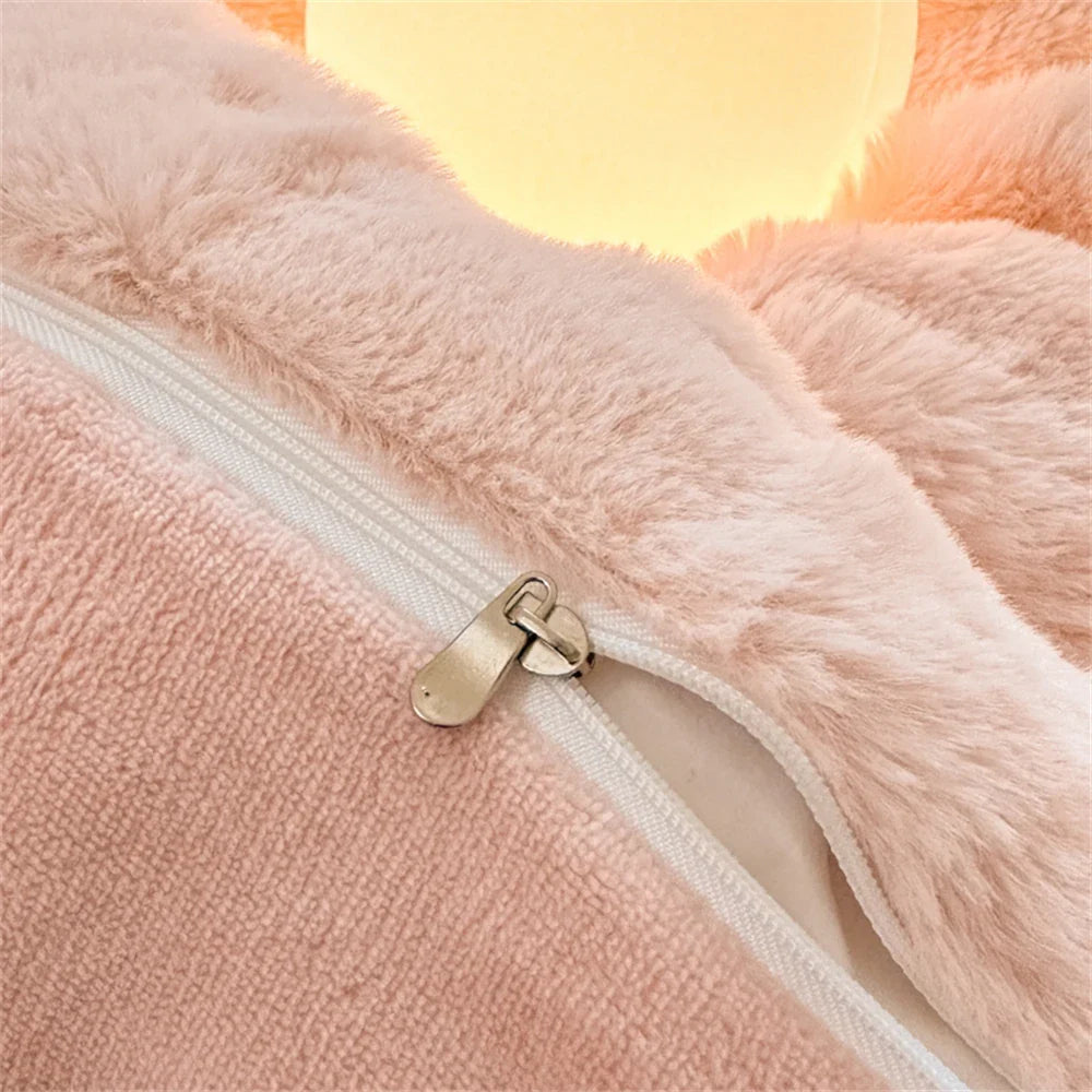 Yeknu Rabbit Plush Bedding Sets Milk Velvet Warm Four Piece Set Thicken Quilt Cover Bed Linen Pillowcase King Bedroom Decor