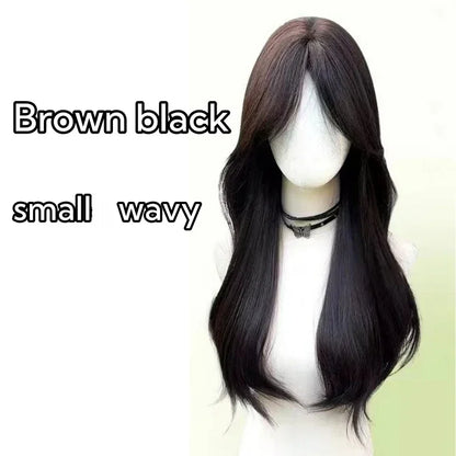 qgtao  -  Ningning‘s hair Long Black Wig for Women Big Wave Curly Hair Headband Wigs with Eight Bangs Small Lace Front Natural Lolita Wigs