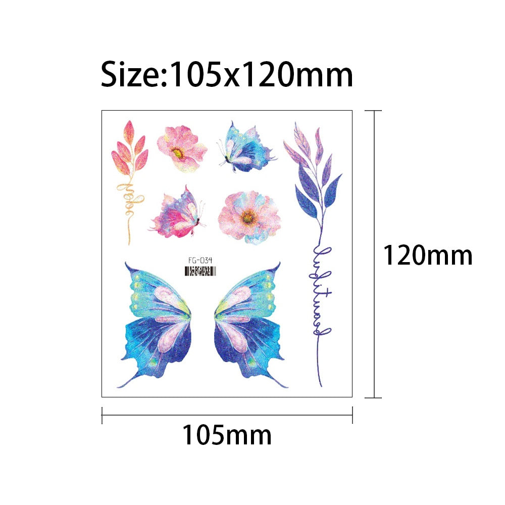 Fairy Butterfly Wings Shiny Tattoo Sticker Waterproof Eyes Face Hand Body Art Fake Tattoos For Women Makeup Dance Music Festival