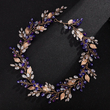 qgtao  -  Gold Alloy Crystal Bead Flower Headband Hair Accessories Tiaras Bridal Headwear Wedding Hair Jewelry Party Prom Headpiece