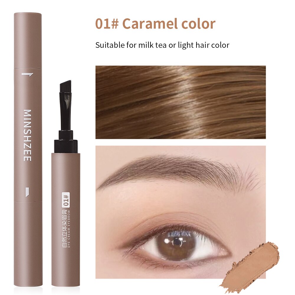 Waterproof Eyebrow Cream Pen with Brush Lasting Not Smudge Lying Silkworm Eyeliner Brown Grey Eyebrow Pencil Makeup Cosmetics