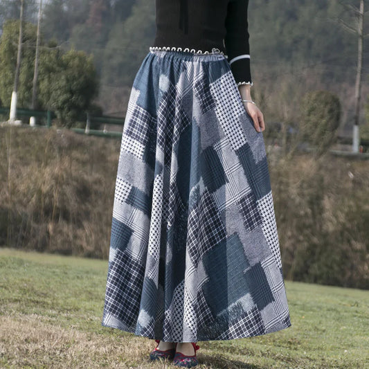 Summer Ethnic Style Cotton Linen Bohemian Streetwear Y2k Skirt Fashion Clothes Long Skirts Women Clothing Casual Vintage Elegant