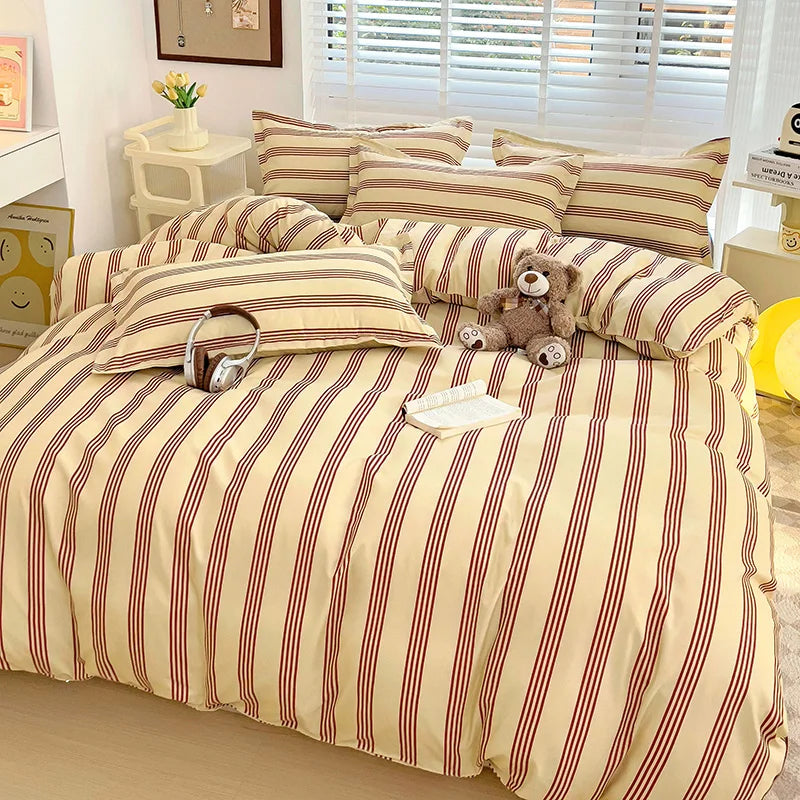 Yeknu 1pc Quilt Cover Stripe Style Duvet Cover Skin-friendly Bed Linen Girls Boys Room Bedding Covers (No Pillowcase)