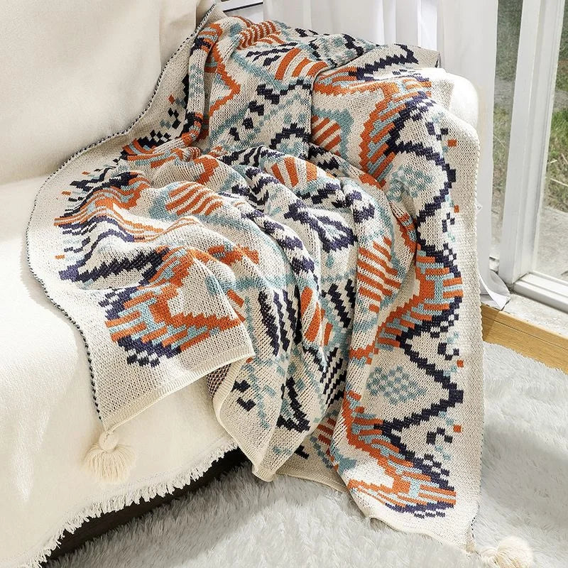 Yeknu Nordic Knitted Blanket Bohemian Thin Quilt Bedspread Decor Home Hotel Throw Blankets For Bed Airplane Travel