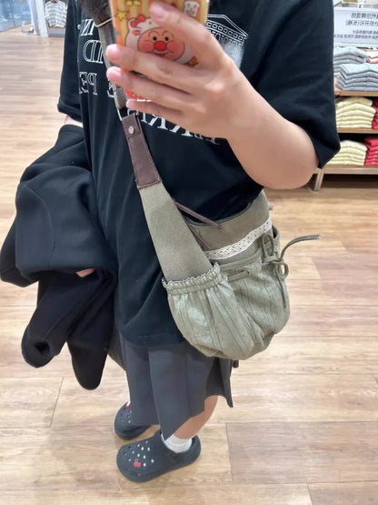 qgtao  Vintage Crossbody Bags for Women Korean Style Fashion Canvas Tote Bag Versatile Casual Large Capacity Shoulder Bag