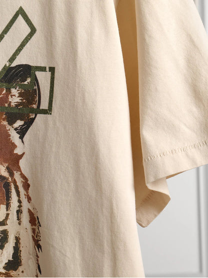 Apricot Tiger Graphic T-Shirt Women 2024 Summer Cotton Vintage Boho Tshirt Tees Femme Rock n Roll Luxury Loose T-shirts Tops