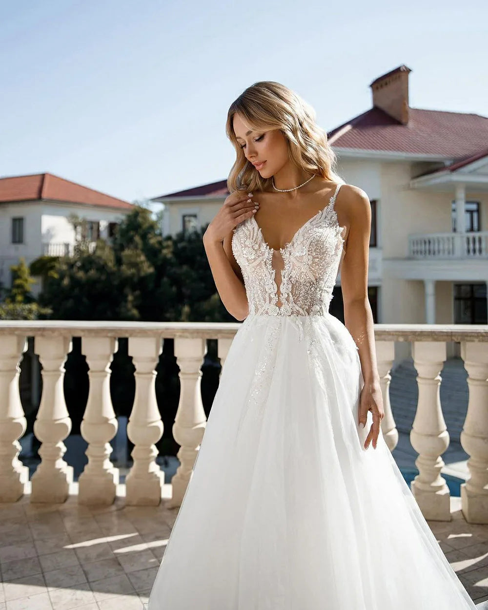 qgtao   Boho Lace Wedding Dresses A Line V Neck Bridal Dress Sleeveless Women Wedding Gowns