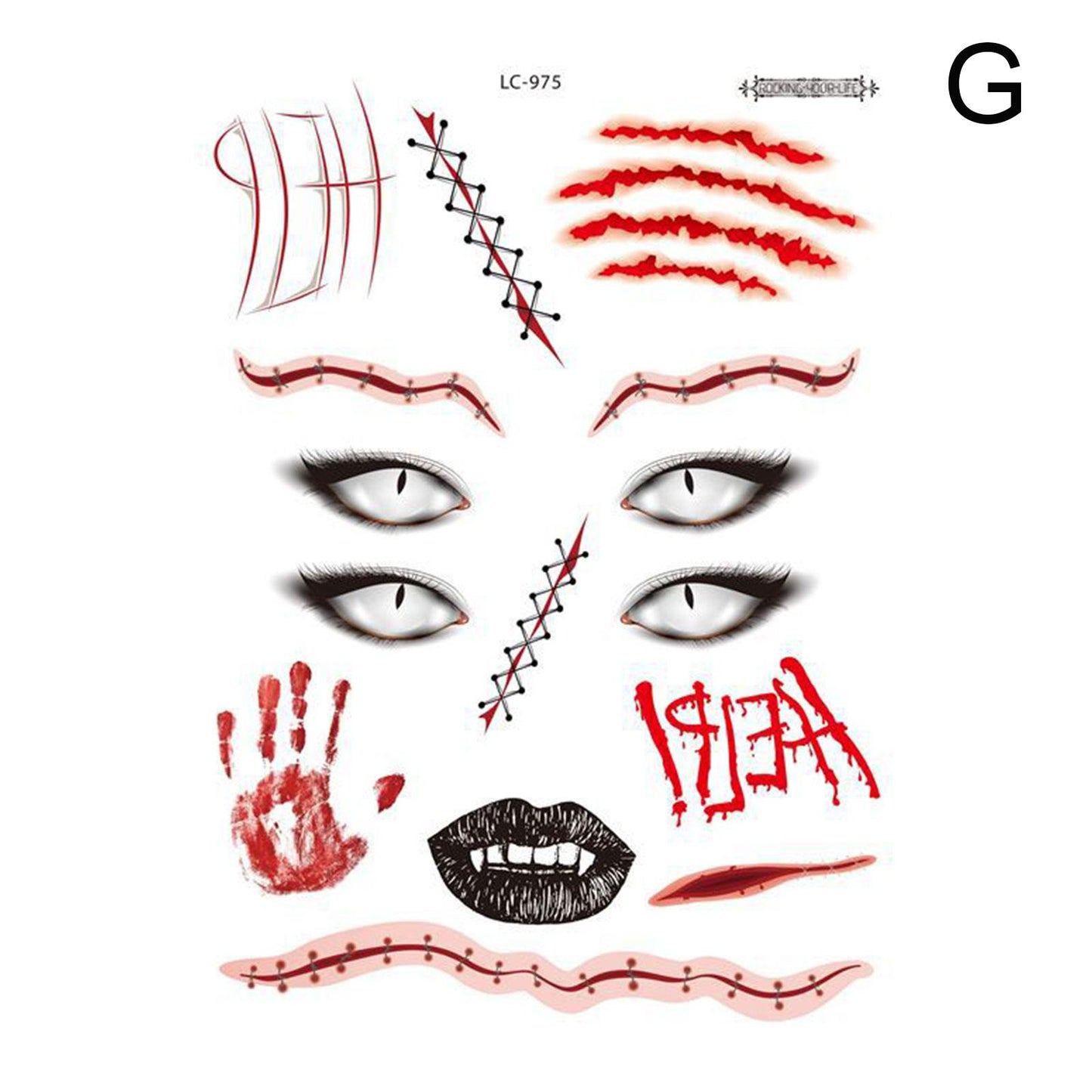 Waterproof Facial Makeup Sticker Special Face tattoo Day Of The Dead Skull Face Dress Up Halloween Temporary Tattoo Stickers