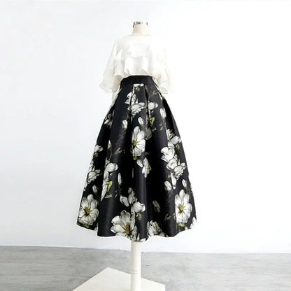 Vintage High Waist Women Tutu Skirt Korean Women's Clothes High-End Printing All-match Streetwear Irregular Skirts A-line Skirt