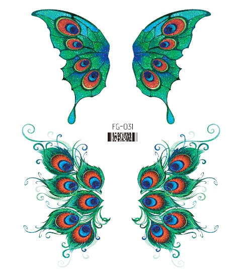 Fairy Butterfly Wings Shiny Tattoo Sticker Waterproof Eyes Face Hand Body Art Fake Tattoos For Women Makeup Dance Music Festival