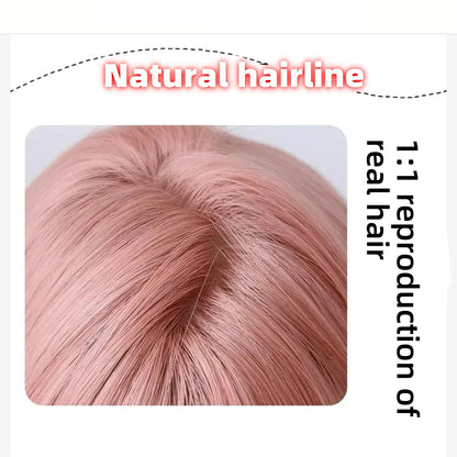 qgtao  -  Pink Wig for Women Long Wavy Pink Lolita Cosplay Wig Sweet Nature Wave Headband Synthetic Wig